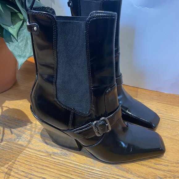 Sam Edelman Suzette Buckle Western Booties Black Size 7 - Picture 8 of 10